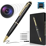 GIAOQ 1080P Spy Camera Pen with 64G Memory, Full HD Small Nanny Cam Spy Pen, Easy to use Mini Body Camera with 240 Minutes Battery Life, Hidden Camera, Rechargeable Security Camera