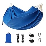 BLUU Indoor Double Camping hammocks , hamacas para Patio Up to 500lbs, Portable 2 Person Durable Extra Large Hammock with 2 Tree Straps & Carrying Bag for Patio Porch Garden Backyard Outdoor(Blue)