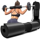 Squat Pad - Foam Barbell Pad for Squats Cushion, Lunges & Bar Padding for Hip Thrusts - Standard Olympic Weight Bar Pad - Provides Cushion to Neck and Shoulders While Training (Black)
