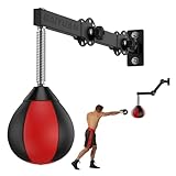 Speed Bag Boxing Punching Bag, Wall Mount Height Adjustable & Fold Speed Bags for Boxing, Wall Bracket Boxing Reflex Ball, Boxing Bag as Adults Teens and Kids, Fits Home Gym Workout