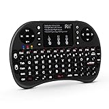 Rii Mini Wireless Bluetooth Keyboard with Touchpad, Support Bluetooth +(RF) 2.4GHz Wireless Connection for Smartphones, PC, Tablet, Laptop TV Box iOS Android Windows Mac.Black
