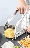 GULKA Commercial Grade French Fry Cutter With 2 Blades, Professional Potato Cutter Stainless Steel, Potato Slicer French Fries, Press French Fries Cutter for Potato Vegetables