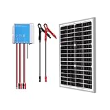 Newpowa 30W Watts 24V Mono Solar Panel Waterproof Off Grid Kit-30W 24V Solar Panel+10A PWM Charge Controller(Come with Cable and Connectors)+Battery Cable for RV Marine Car Motorcycle Battery Charge