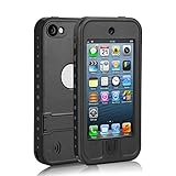 MixMart Waterproof Case for iPod Touch 7th/6th/5th Generation Case Built-in Screen Protector Protective Cover for iPod Touch 5/6/7 (Black)
