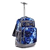 Tilami Rolling Backpack 18 inch Wheeled Laptop Backpack School College Student Travel Trip Boys and Girls, Galaxy Blue