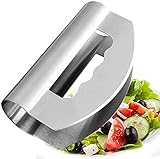 Salad Chopper, Double Bladed Stainless Steel Mezzaluna Cutter, Vegetable Mincing Knife for One Handed Cutting to Make Chopped Salads