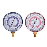 Air Conditioner Refrigerant Low and High Pressure Gauge 70mm/2.7inch for R410A R134A R22 PSI PA AC Pressure Gauges