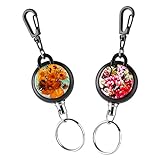 Vetoo 2Pack Retractable ID Badge Holder Reel Clip Flower Key Chain for Id Name Card Keychain