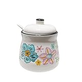 MaoYaMao Ceramic Sugar Bowl with Lid and Spoon Salt container Sugar Holder for Coffee Bar,Home and Kitchen 12oz