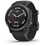Garmin fenix 6S Sapphire, Premium Multisport GPS Watch, Smaller-Sized, Features Mapping, Music, Grade-Adjusted Pace Guidance and Pulse Ox Sensors, Carbon Gray DLC with Black Band