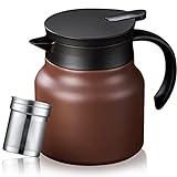 PARACITY Thermal Coffee Carafe/Tea Pot with Ceramic Liner 27 OZ, Small Coffee Thermos Travel with Removable Stainless Steel Filter for Hot Drinks, Double Wall Insulated Coffee Pitcher