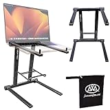 AxcessAbles DJ Laptop Stand with Travel Bag | Musician's Portable Laptop Stand Foldable| Aluminum Folding Laptop Stand for MacBook, Computer DJ | MacBook Stand | No Assembly Required (Black)