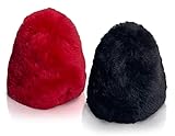 JOUNJIP Dual Wool Buffer Cover Red +Black set - 100% Lambs Wool Bonnets for Shoe Polisher - Replacement Covers - Fit Polishing Machines with 2.5 Inch Diameter x 3.5 Inch High Inner Cones