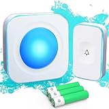 Wireless Doorbell 1200 Feet Battery Operated Wireless Doorbells for Home Hearing Impaired Doorbell at with 36 Melodies 4 Volume light（1 Button & 1 Portable doorbell White)