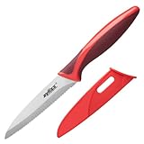 ZYLISS Serrated Paring Knife, 3 3/4-Inch Stainless Steel Blade, Red