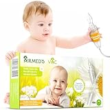 Airmed's Vac Nasal Aspirator Baby. CLINICALLY Tested, Safe and Gentle. Baby Nose Sucker with 2 Suction Heads and Cleaning Brush. Safe and Gentle Baby Nasal Aspirator with Strength of a Vacuum Cleaner