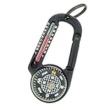 Sun Company TempaComp - Ball Compass and Thermometer Carabiner | Hiking, Backpacking, and Camping Accessory | Clip On to Pack, Parka, or Jacket