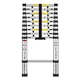 STEPTECH Telescoping Ladder 9.5 ft Aluminum Telescopic Extension Ladder Anti-Pinch Collapsible Folding Ladders for Home Loft RV Ladder 330 lbs Capacity