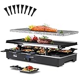 Artestia 1200W Raclette Table Grill with Steak Stone Cooking, 2-in-1 Korean BBQ Grill Electric Indoor Outdoor Cheese Raclette, Non-Stick Reversible Plate