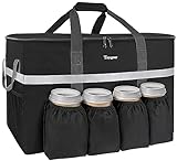 Taygeer Insulated Food Delivery Bag with 4 Cup Holders, Large Warm & Cooler Shipping Bag, Catering Thermal Bag for Cold and Hot Food Transport, Grocery Bags for Pizza Delivery, Beverages, Uber Eat