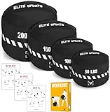 Elite Sports Workout Sandbag, Heavy-Duty Sand Bags for Core Training, Weight Lifting, Full-Body Workout, and Combat Conditioning (50 LBS)