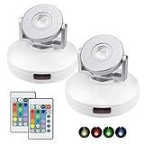 LUXSWAY Wireless LED Spotlights with Remote Battery Operated Accent Light Display Picture Light with Rotatable Head 12 Color Changing Indoor Spotlight Stick on Light for Artwork Dart Board Gallery