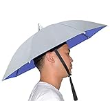 NEW-Vi Umbrella Hat, 25 inch Hands Free Umbrella Cap for Adults and Kids, Fishing Golf Gardening Sunshade Outdoor Headwear (Silver)