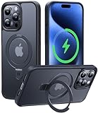 CASEKOO Genuine Official Magnetic Ring Stand for iPhone 15 Pro Case [Military Drop Protection] [Compatible with MagSafe] Shockproof Matte Translucent Slim Phone Case 6.1'' 2023, Black