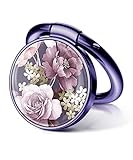 GVIEWIN Cell Phone Ring Holder, Metal Kickstand Grip for Magnetic Car Mount Compatible with iPhone 14 Pro Max/14 Pro/13/12 Series & Galaxy S22 Ultra and Other Smartphones(Cherry Blossoms/Purple)