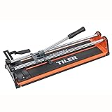 TILER 17 Inch Manual Tile Cutter, Professional Porcelain Ceramic Tile Cutter with Chrome Plated Solid Rails, Tungsten Carbide Cutting Wheel, Adjustable Fence Gauge, Anti-Skid Feet 8103E-2