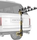 KYX Hitch Bike Rack Car for 4-Bikes, Bike Rack for Car, SUV, RV, Up to 143 lbs Load Bike Rack Carrier with No-Wobble Bolt and Lock Straps, Tilt Release, Easy Assemble Bike Rack for 2'' Receiver