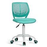 POWERSTONE Kids Desk Chair No Arms - Small Office Chair with Low Back Computer Task Chair Adjustable Swivel Student Chair for Girls Boys Children Teens,Turquoise