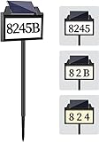 Modern Solar Address Sign, House Numbers for Outside Rechargeable LED Illuminated Lighted Address Signs with Waterproof Cover Mailbox Numbers Plaque 3 color temperature for Street Yard Garden Driveway