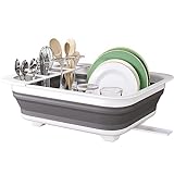 Otiyer Collapsible Dish Drying Rack for Kitchen Storage Tray Dinnerware Drainer Foldable Portable Dish Drying Rack for Kitchen RV Campers,Travel Trailer Save Space Easy to Store