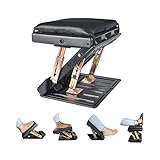 Leermart Adjustable Footrest with Removable Soft Foot Rest Pad Max-Load 120Lbs with Massaging Beads for Car,Under Desk, Home, Train,4-Level Height Adjustment Black
