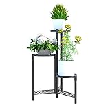 Metal Plant Stand Shelf for Indoor Outdoor Plants Multiple, 3 Tier Tall Tiered Flower Pot Holder Stands for Corner, Balcony, Black (3 Tier Creative Planter Pots)