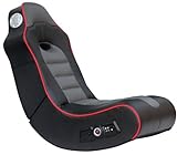 X Rocker 5172601 Surge Wireless Bluetooth 2.1 Sound Rocking Video Gaming Floor Chair, 2 Speakers, Subwoofer, Bonded Faux Leather and Mesh Upholstery, 36.81 x 32.28 x 20.89, Black with Red