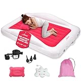 Inflatable Toddler Travel Bed with Electric Pump, Leakproof Air Mattress w/Reinforced Protective Bumpers, Includes Carry Case and Pillow, Fits Kids Up to 4ft, for Camping & Sleepovers (Pink)