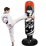Zcaukya Inflatable Punching Bag, 5 FT/ 60 Inch Inflatable Ninja Boxing Bag with Stand, Bounce-Back Karate Punching Bag, Free Standing Kickboxing Bag for Kids and Adults