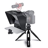 AMBITFUL Teleprompter 7.5'' with Tabletop Tripod for Smartphone and DSLR Camera, Adjustable Phone Clip & Camera Adapting Ring, for Live Streaming, Interviews