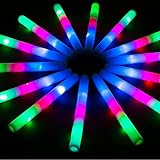 SHQDD Glow Sticks Bulk, 28 Pcs LED Foam Sticks, Christmas Party Supplies with 3 Modes Colorful Flashing, Glow in the Dark Party Supplies for Wedding, Raves, Concert, Party, Camping, New Year Carnival