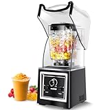 Wantjoin Professional Grade Blender - Soundproof & Quiet Commercial Blenders, Removable Shield, 2000W Watte, 67 Oz Capacity - Perfect for Kitchen, Fruits, Shakes, Smoothies, and Frozen Drinks(Black)