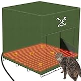 Large Heated Cat House for Outdoor Cats in Winter, Tepoal Weatherproof Outdoor Feral Cat Shelter, Elevated Kitty House with Heating Pad Bed for Outside Barn Cats, Strays (16x20x18 Inches)