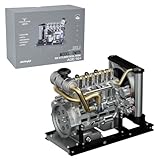 Luminda 4-Cylinder Engine Model Kit That Works, 1/10 Mini Metal OHV Inline Diesel Engine Model with Cooling System, 300+Pcs DIY Educational Science Engine Set for Adults - Upgraded Version