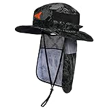 KastKing UPF 50 Boonie Hat Fishing Hat with Removable Neck Flap Sun Hats,Blackout