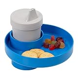 My Travel Tray/Round - USA Made. Easily Convert Your Current Cup Holder to a Tray and Cup Holder for use with Car Seats, Booster,Stroller and Anywhere You Have a Cup Holder! (Blue)