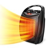 Rintuf Small Space Heater, 1500W Electric Heater, Ceramic Heater w/ 3 Modes, Adjustable Thermostat, Overheat/Tip-Over Protection, Low Noise, Portable Heater Fan for Home Office Room Desk Indoor Use
