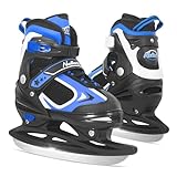 Nattork Ice Skates for Boys, Youth and Women, Soft Padding and Reinforced Ankle Support Blue Boy Ice Hockey Adjustable Skates for Outdoor and Rink 5-8 US