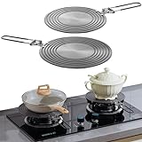 Tujoe 2 Pcs Simmer Plate for Gas Stove 11 Inches and 9.5 Inches Heat Diffuser Round Stove Diffuser with Anti Scalding Handle for Electric Stove Pot Cookware Protection Accessories
