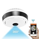 360 Degree Panoramic Camera WiFi Indoor IP Camera Fisheye Infrared Camera with Night Vision 2-Way-Audio for Kids & Pets Home Security Camera System with iOS/Android App for Large Area Monitoring
